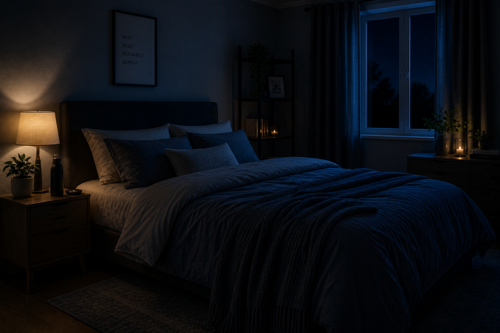 calm dark bedroom environment for better sleep quality