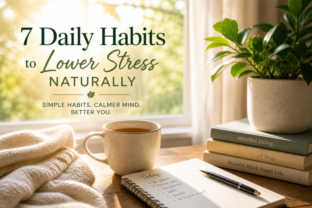 Person practicing a mindful morning routine in sunlight to support daily stress management