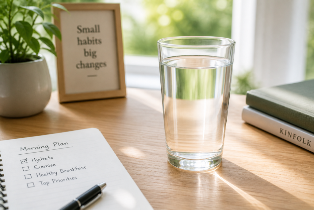 morning hydration glass of water for energy and focus