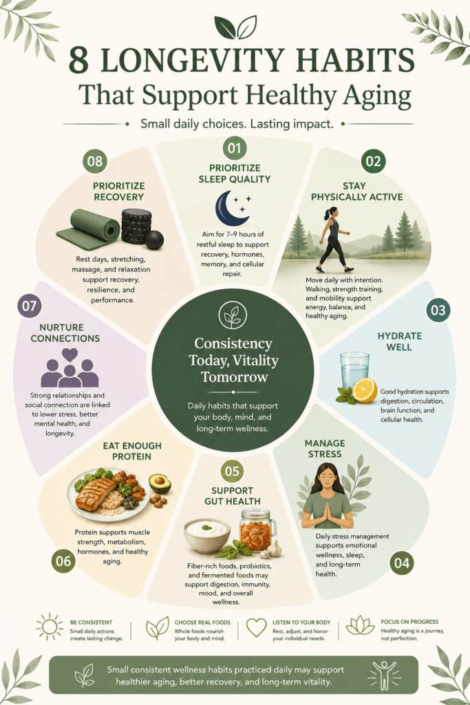 healthy longevity habits infographic