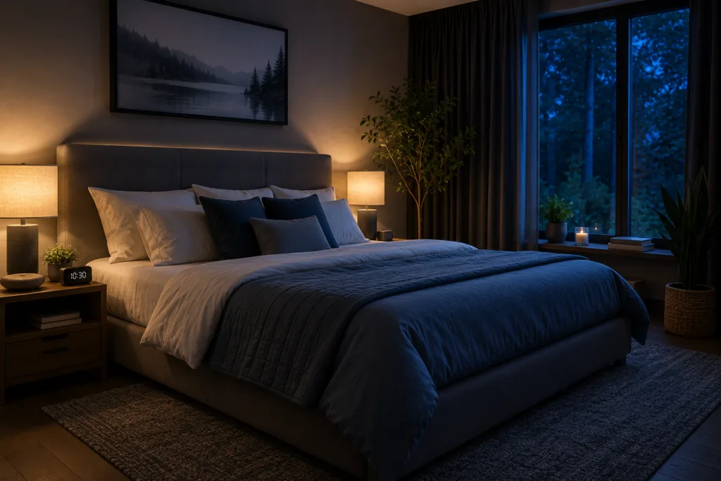healthy sleep environment with calming bedroom setup