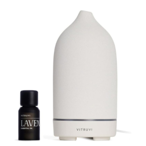 Vitruvi Stone Diffuser & Organic Lavender Essential Oil for Relaxation & Sleep Wellness