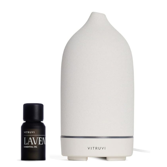 Vitruvi Stone Diffuser & Organic Lavender Essential Oil for Relaxation & Sleep Wellness