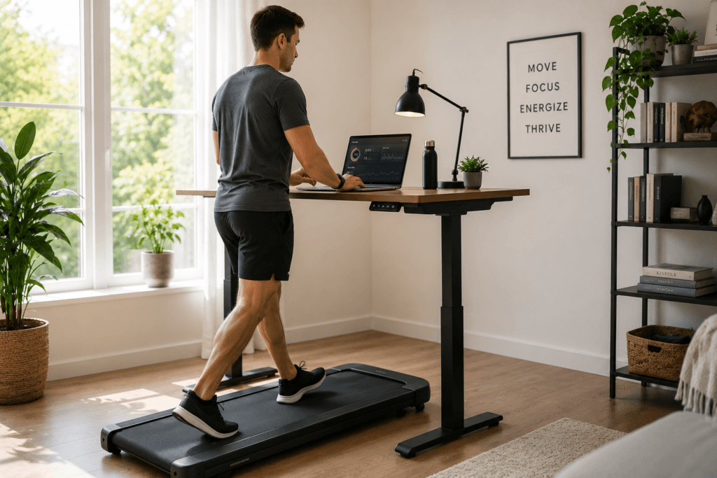 Walking pad and fitness tracker supporting daily movement