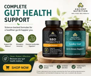Ancient Nutrition Gut Restore supplement banner for digestive and microbiome support