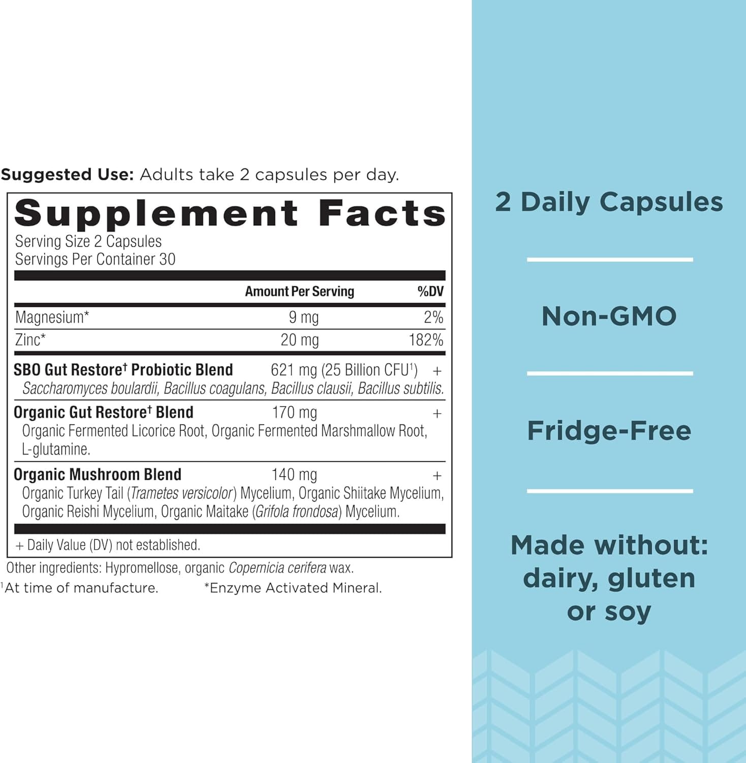 Ancient Nutrition SBO Gut Restore Probiotics supplement facts