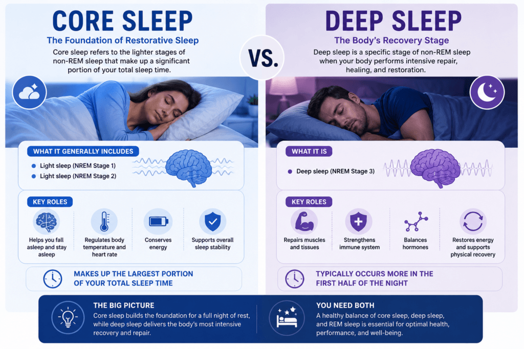 Core sleep versus deep sleep comparison