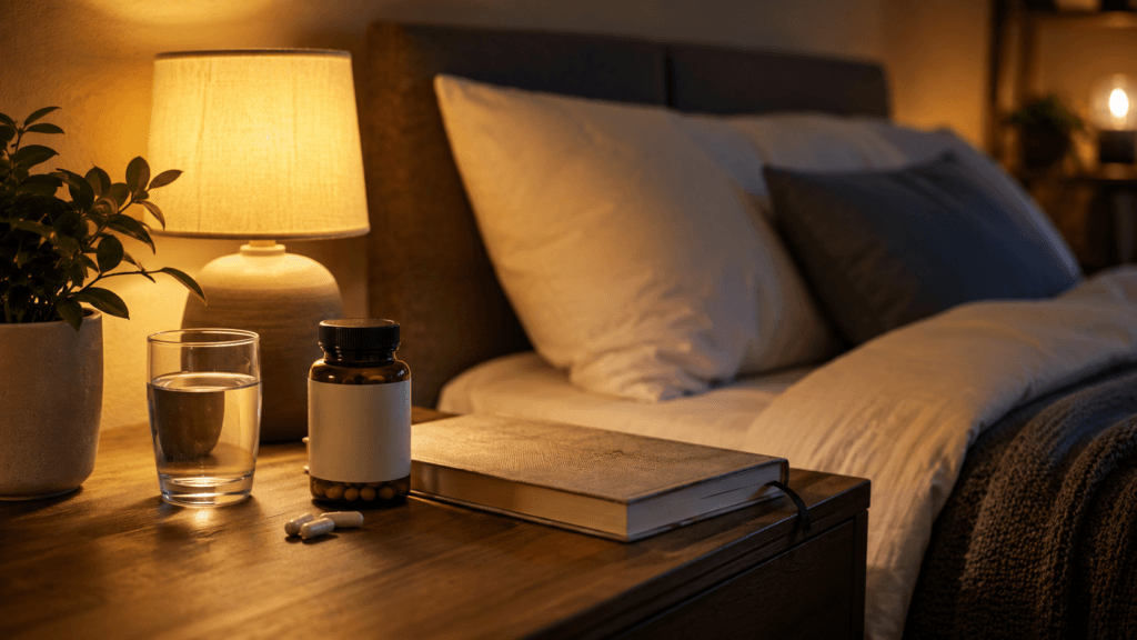 Peaceful bedtime routine with magnesium glycinate and reading