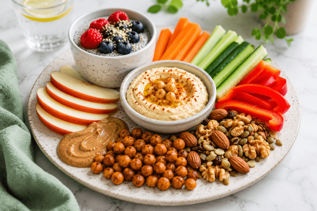 Balanced vegan snack with protein and fiber