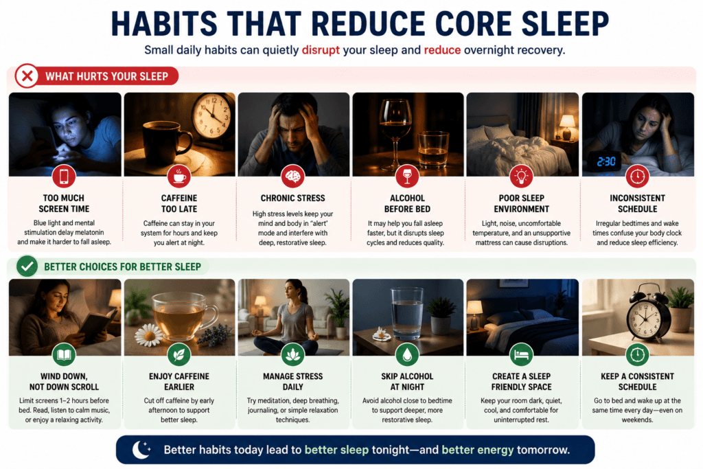 Habits that reduce restorative sleep quality