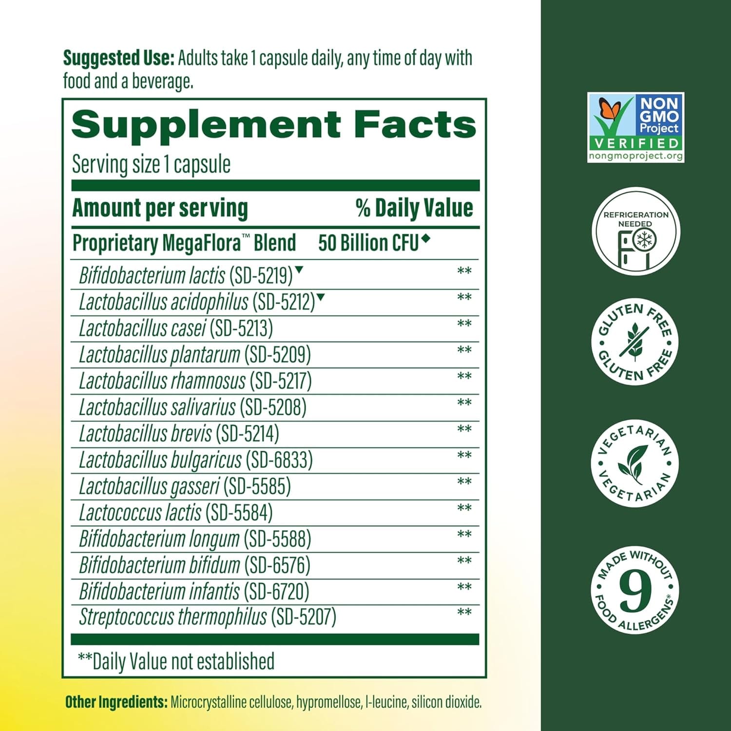 MegaFood MegaFlora supplement facts