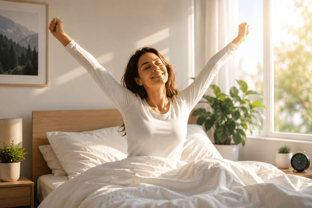 Waking up refreshed after restorative sleep