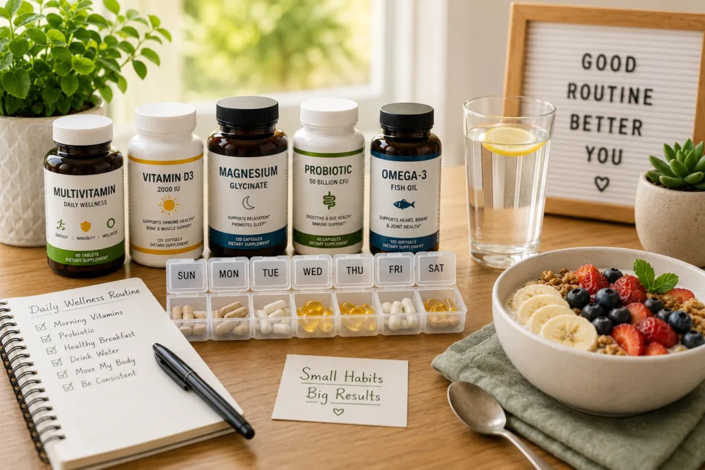 Morning wellness routine essentials simple supplement routine