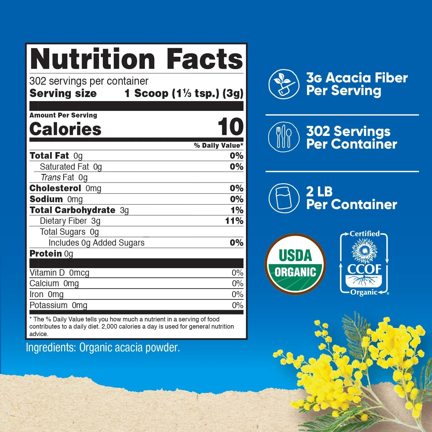 Nutricost Organic Acacia Nutrition Facts