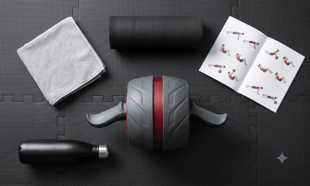 Ab roller with workout accessories for beginners
