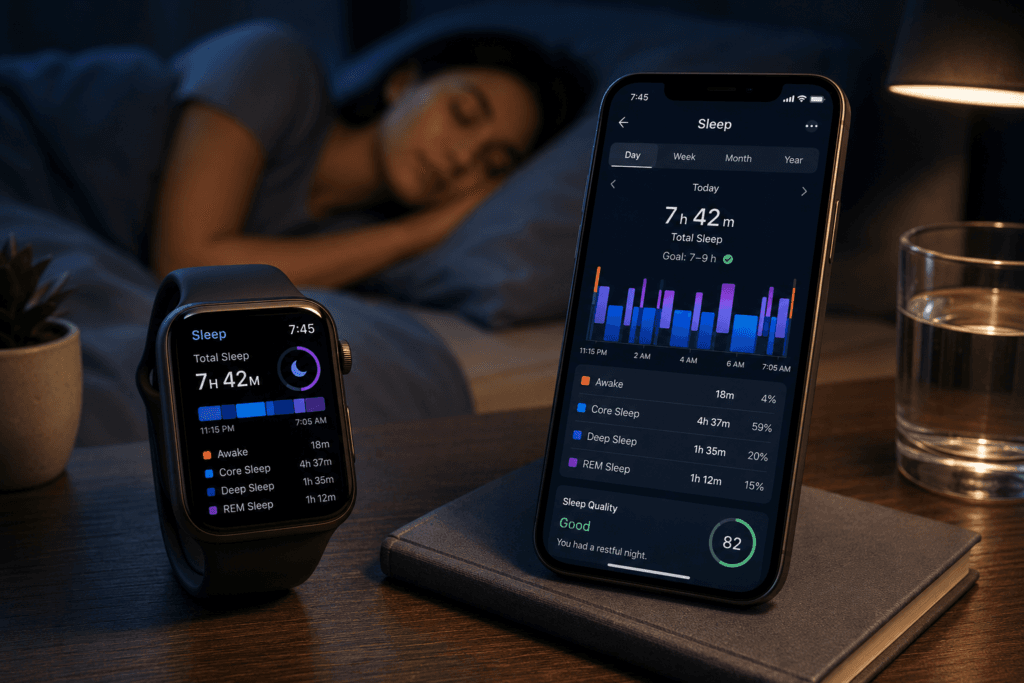 Smartwatch tracking sleep stages and recovery
