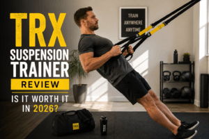 Person performing TRX chest press exercise