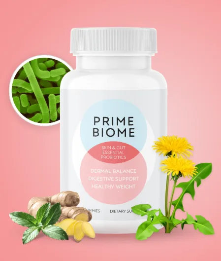 PrimeBiome supplement for gut microbiome and skin wellness support