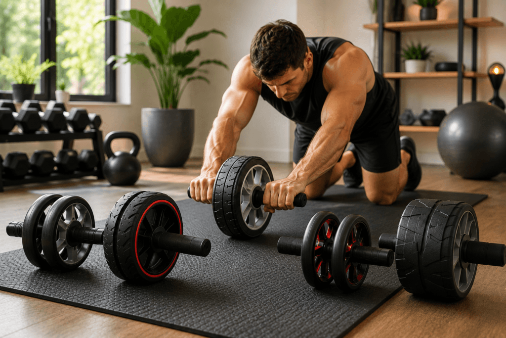 Best ab rollers displayed in a modern home gym