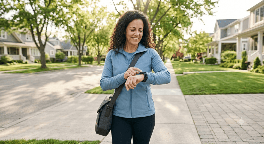 Beginner following a walking plan for weight loss