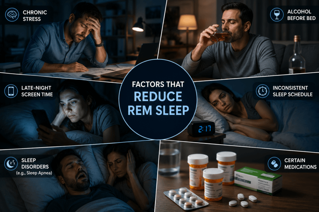 Common lifestyle and health factors that can reduce REM sleep quality