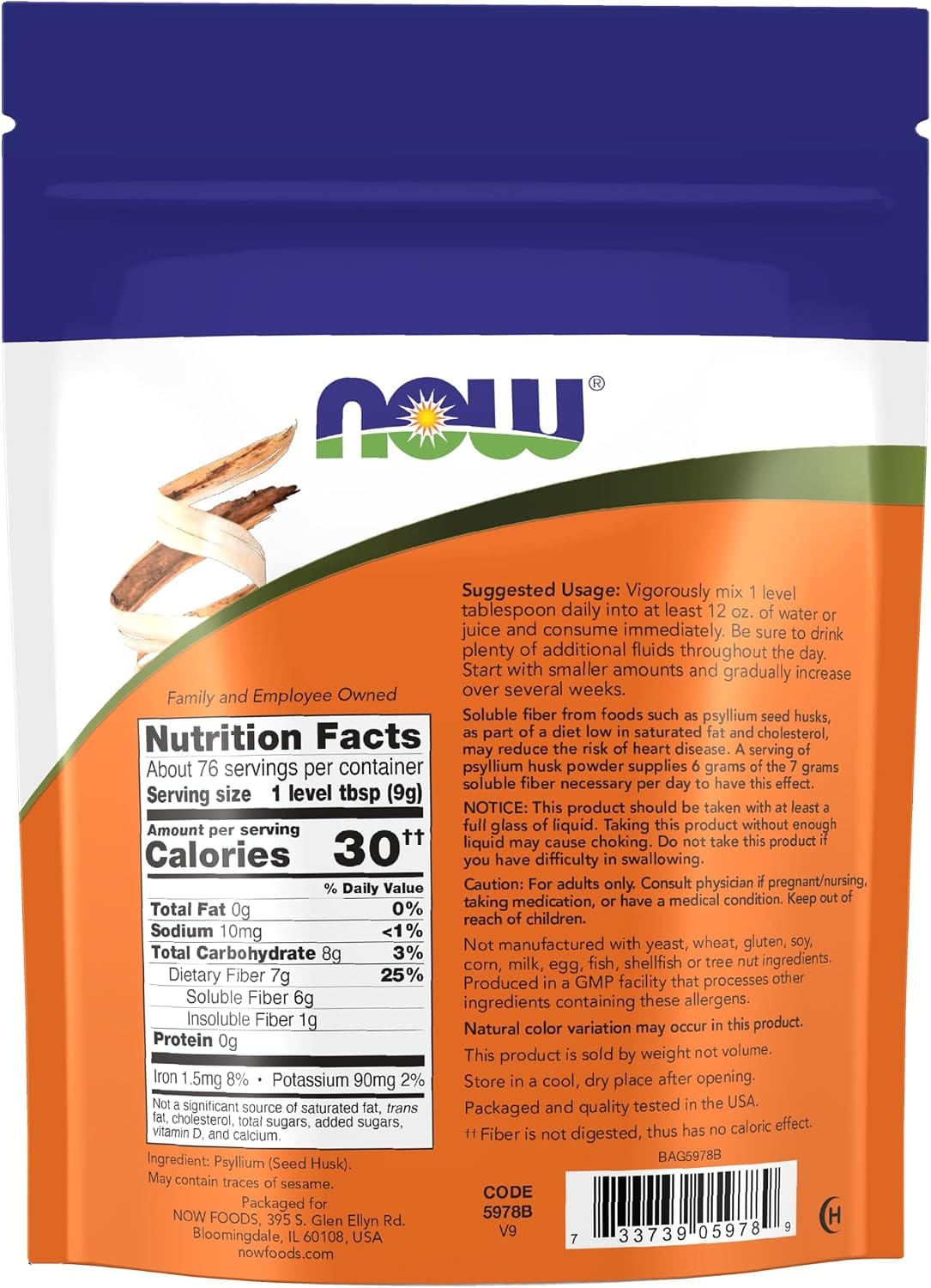 Psyllium Husk Powder nutrotion facts