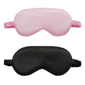 Pink and black silk-like sleep masks, two-pack