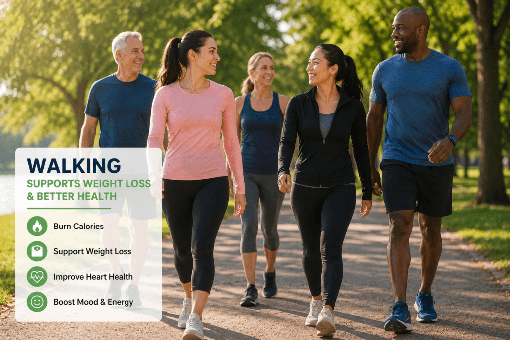 Brisk walking to support healthy weight loss