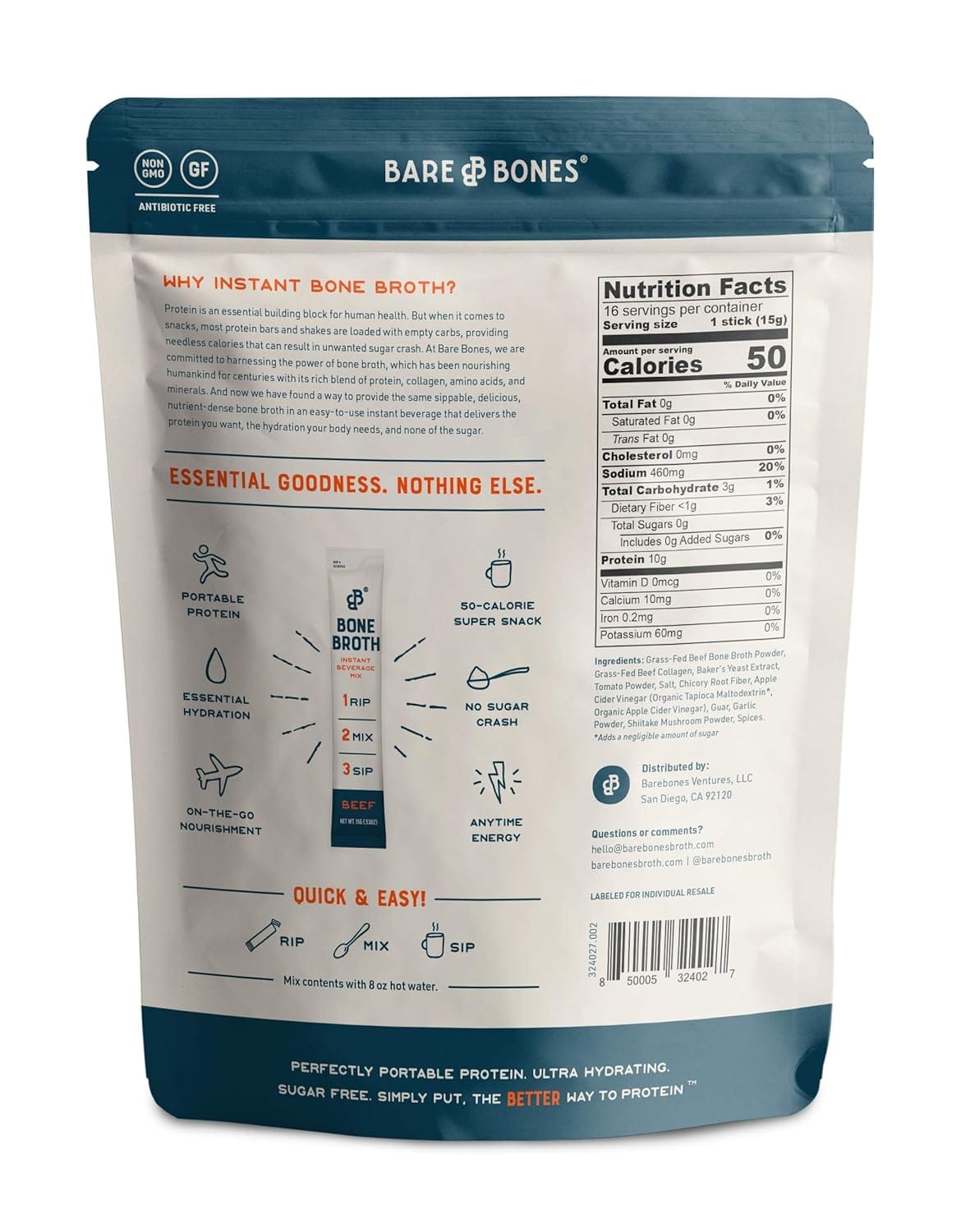 bare bones nutrition facts