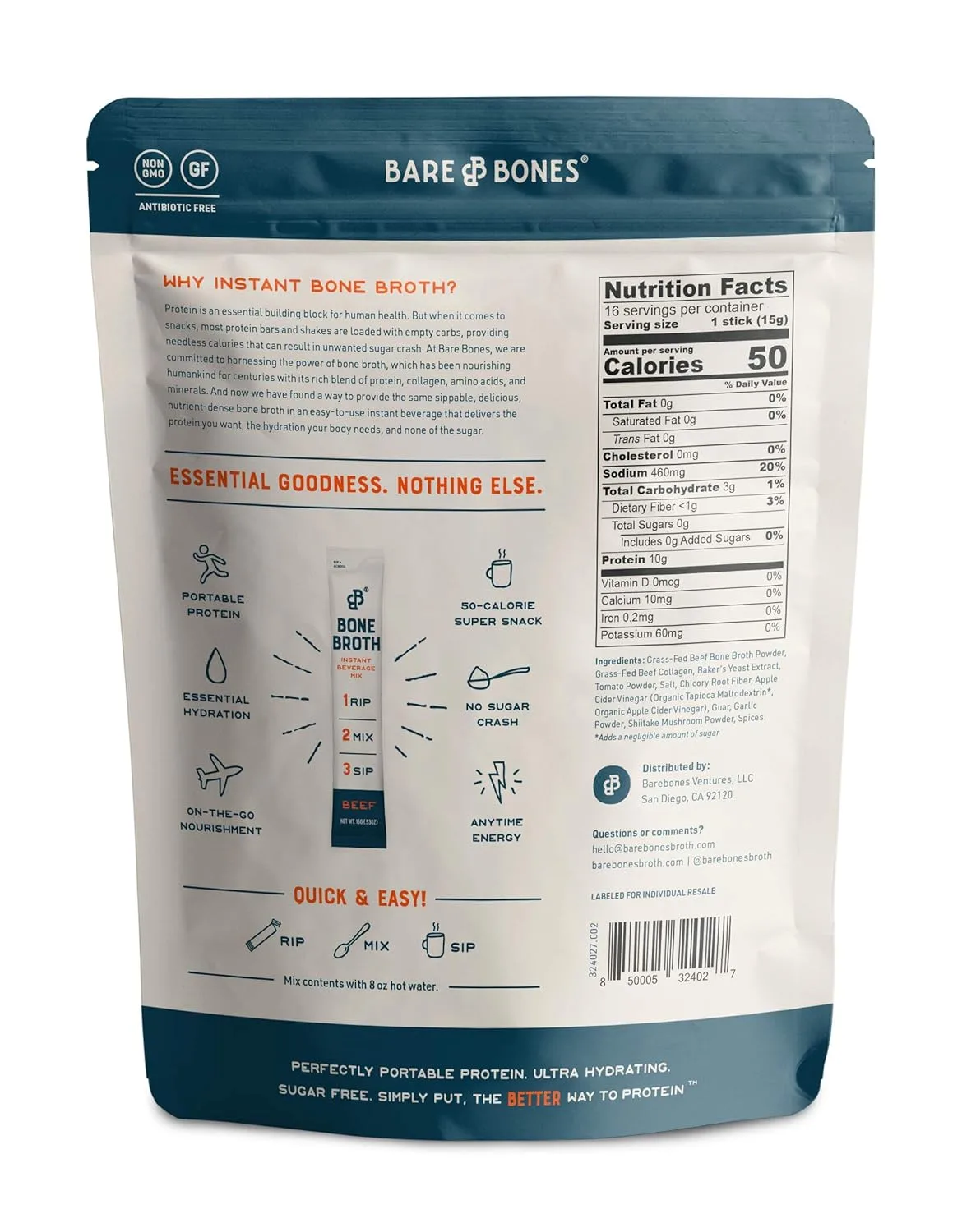 bare bones nutrition facts