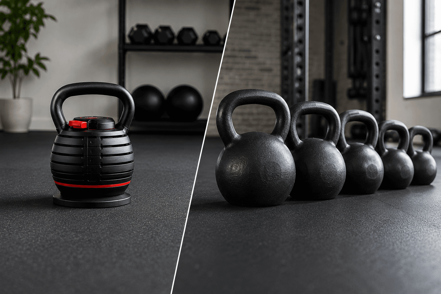 Adjustable kettlebell compared with traditional fixed kettlebells