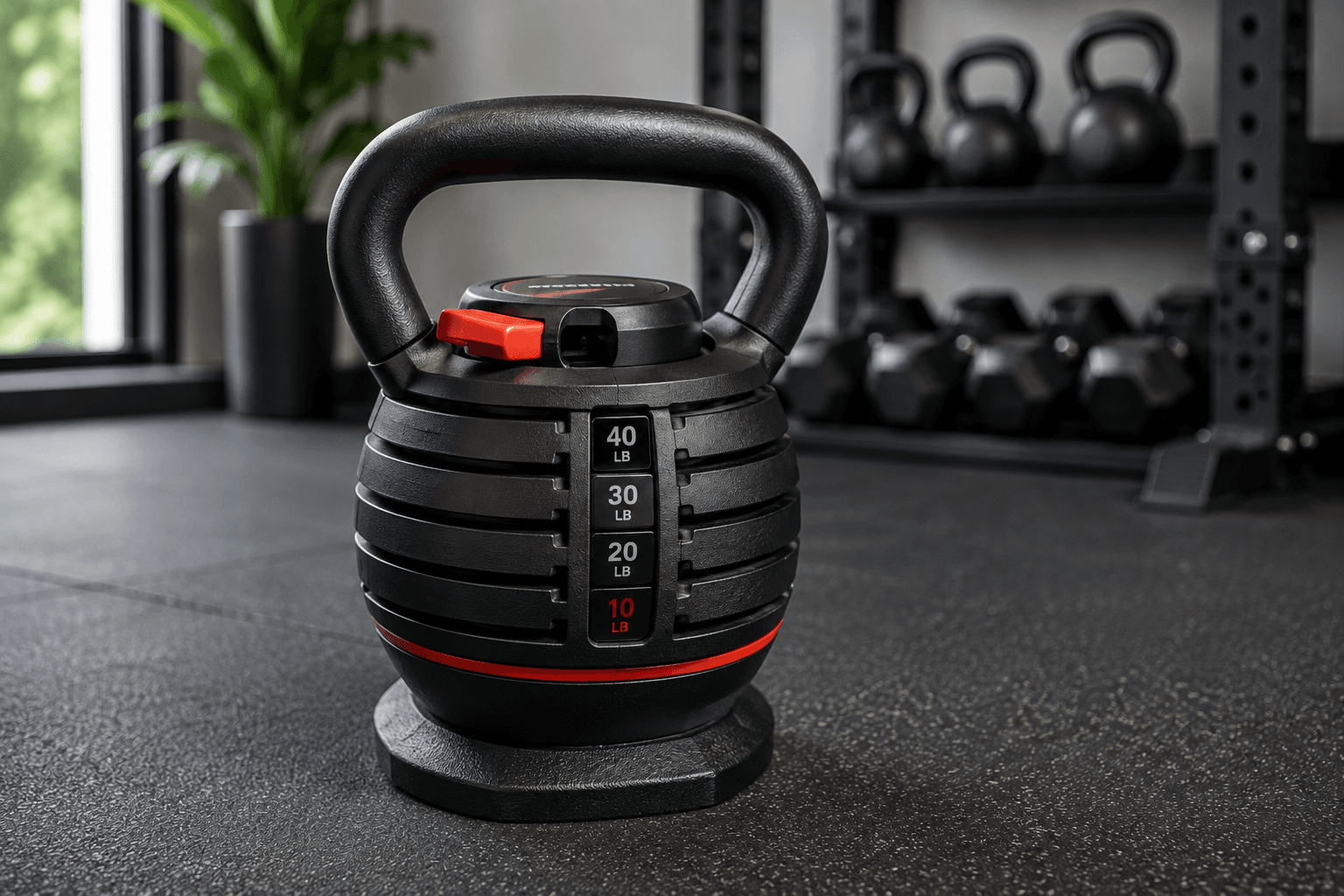Adjustable kettlebell with weight selection mechanism