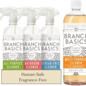 Branch Basics fragrance-free cleaning essentials kit with concentrate and refillable spray bottles