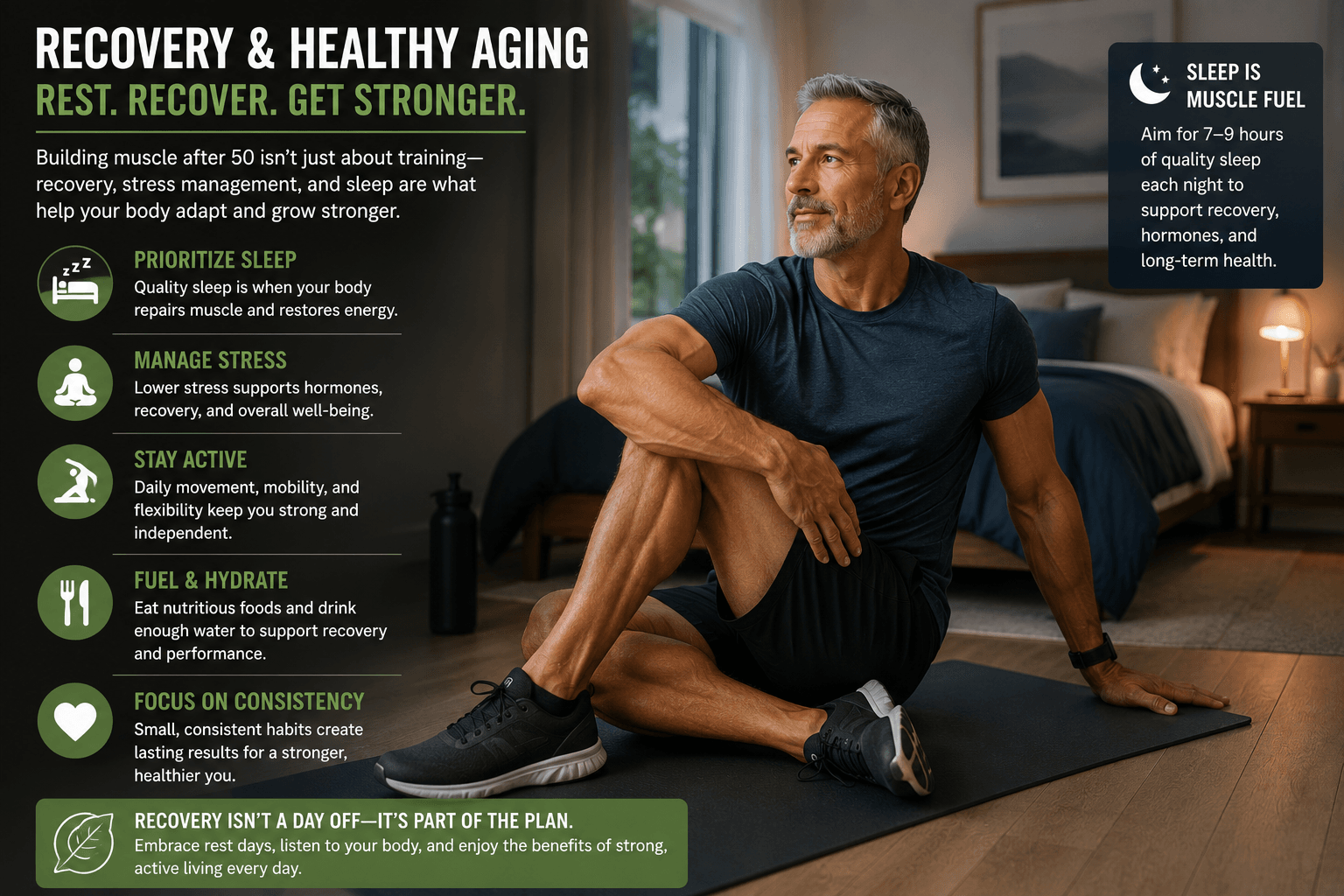 Recovery and sleep for muscle growth after 50