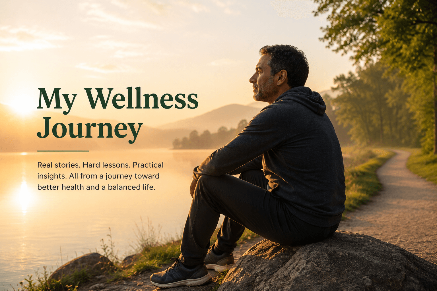 Peaceful lakeside scene representing a personal wellness journey