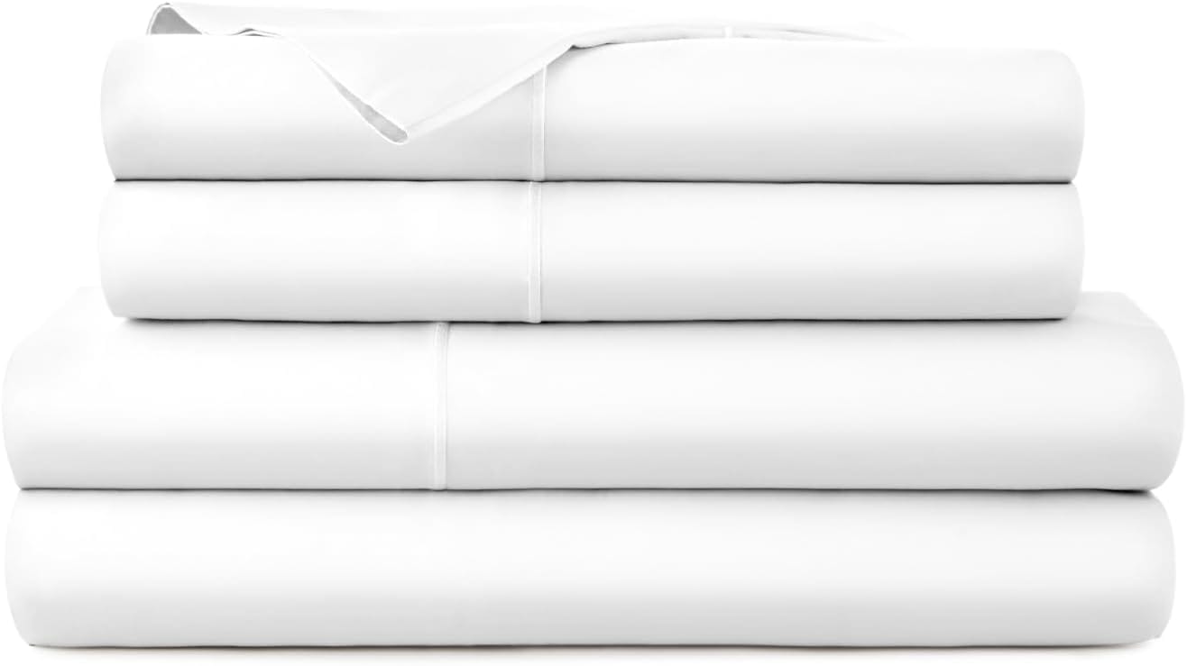 Whisper Organics white organic cotton queen sheet set