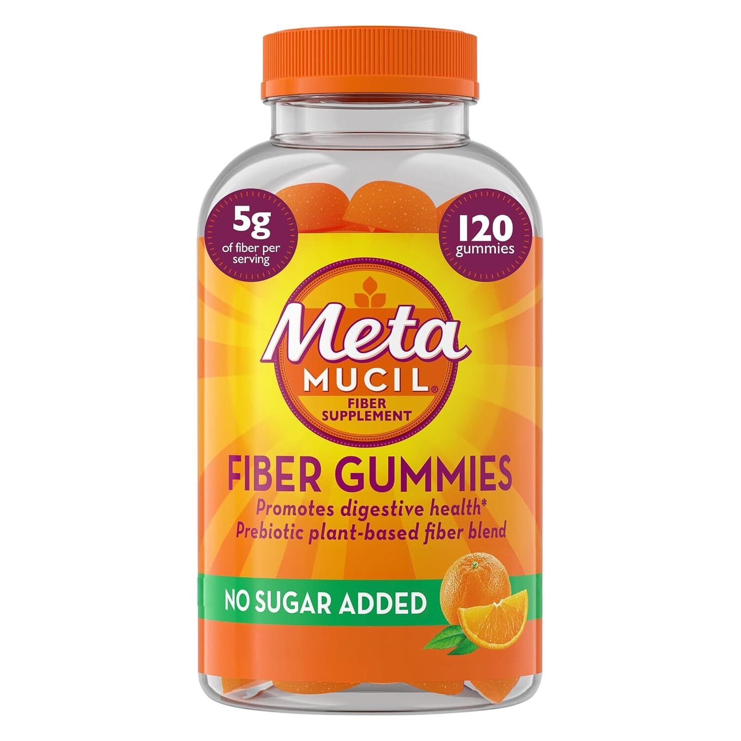 Metamucil Fiber Gummies no sugar added orange flavor 120 count