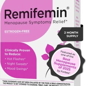 Remifemin Menopause Symptoms Relief estrogen-free supplement box, 120 tablets