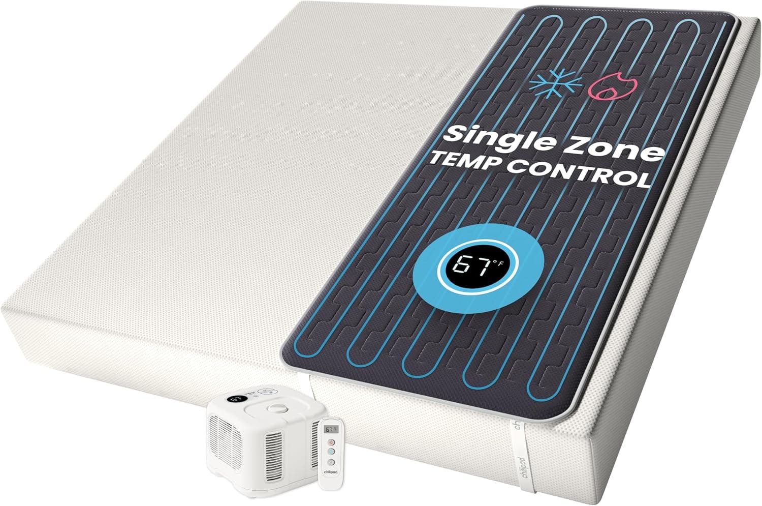 Chilipad Cube CP500 single-zone water-cooled mattress pad with control unit and remote