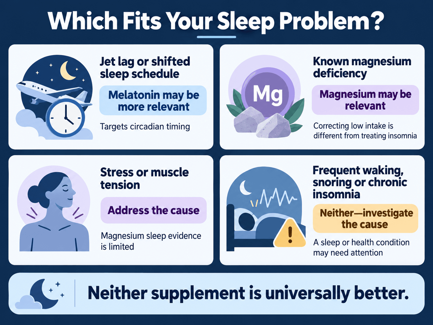 Melatonin or magnesium for different sleep problems