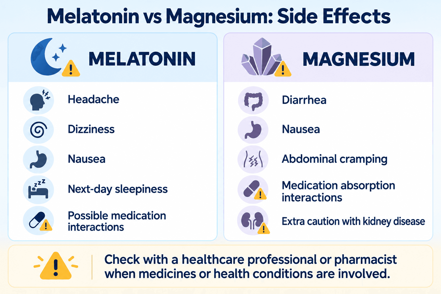 Melatonin vs magnesium side effects