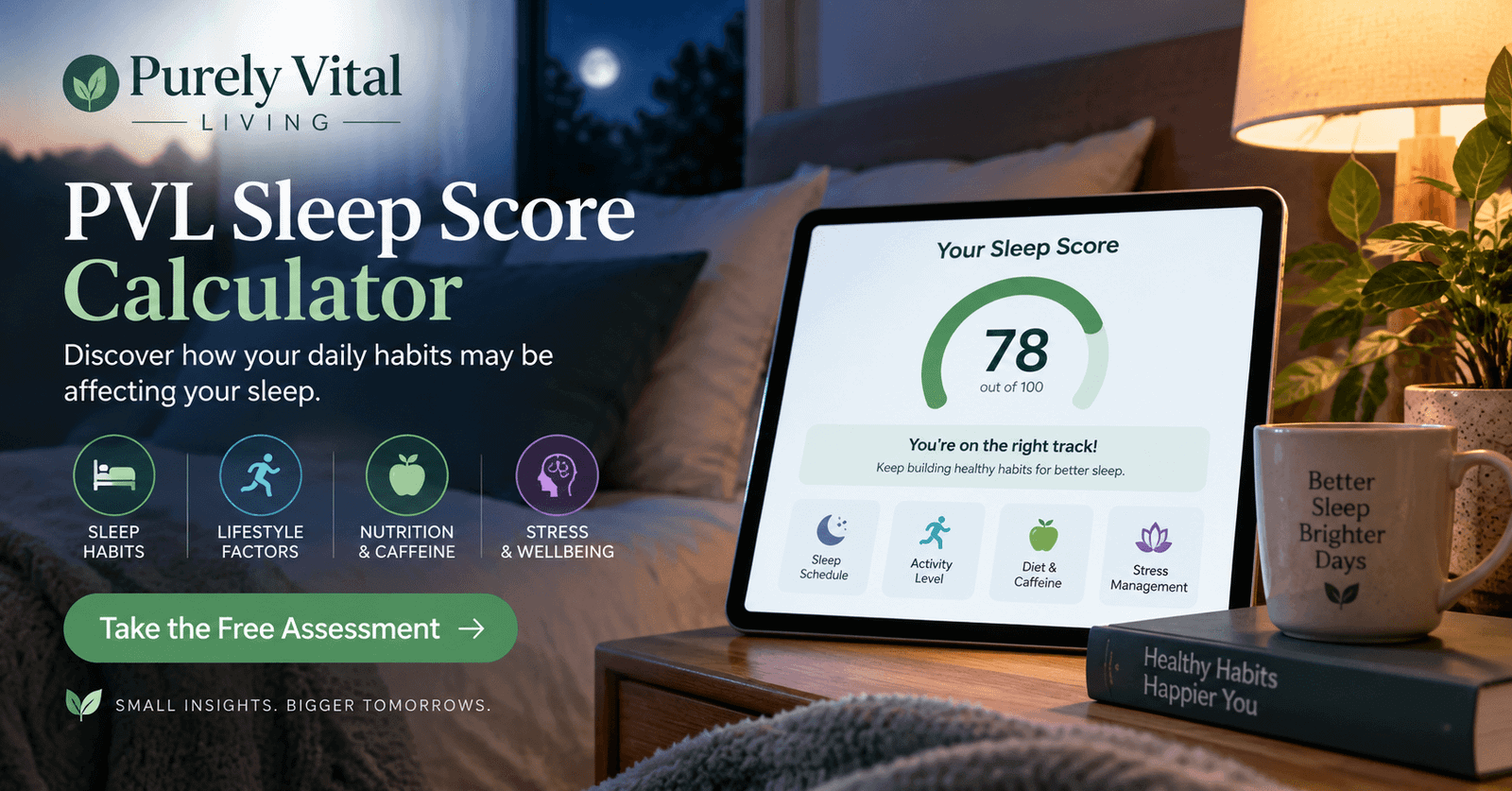 PVL Sleep Score Calculator showing a personalized sleep score