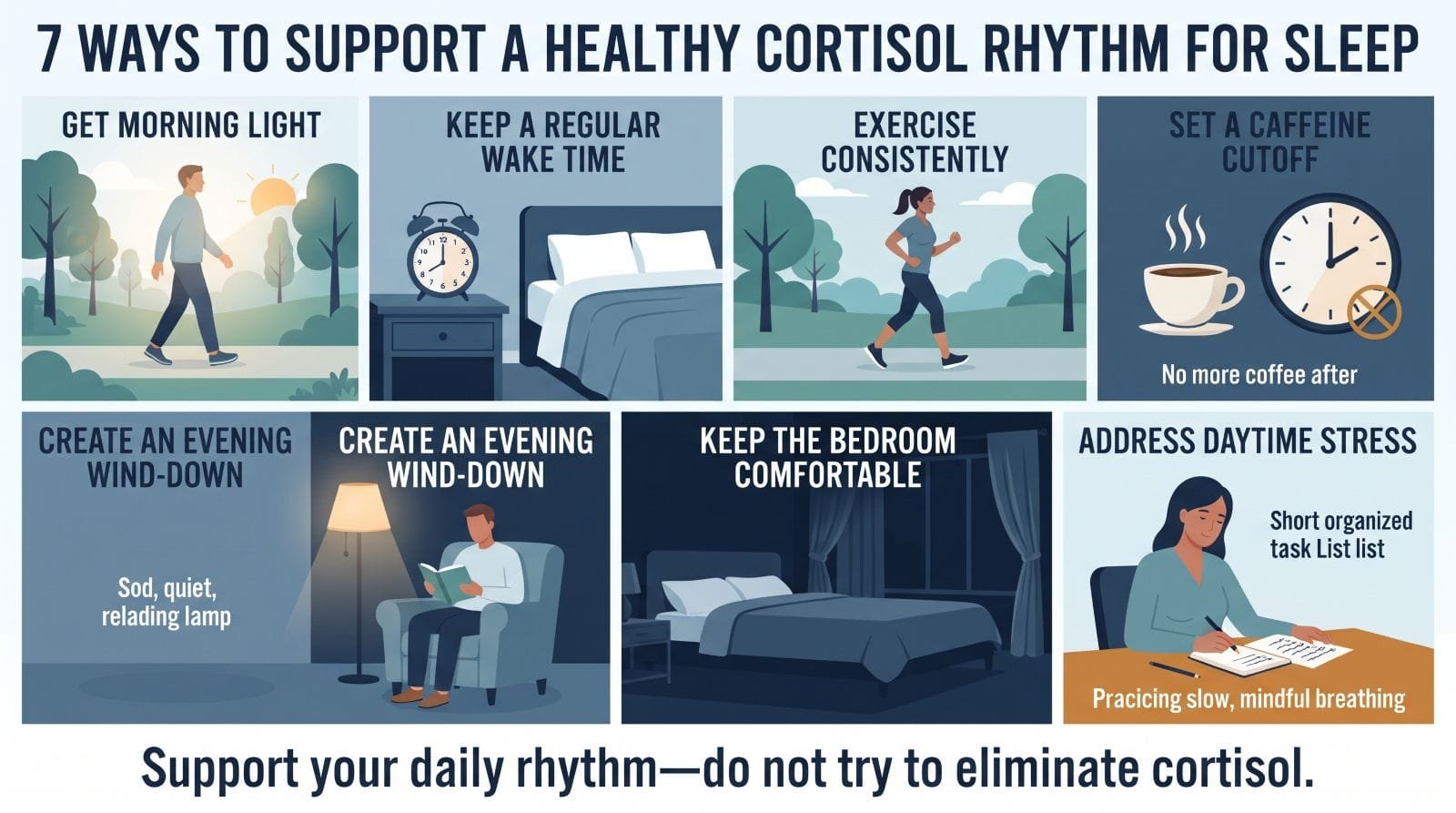 Seven habits that support a healthy cortisol rhythm and better sleep