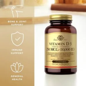 Solgar Vitamin D3 10,000 IU softgels bottle