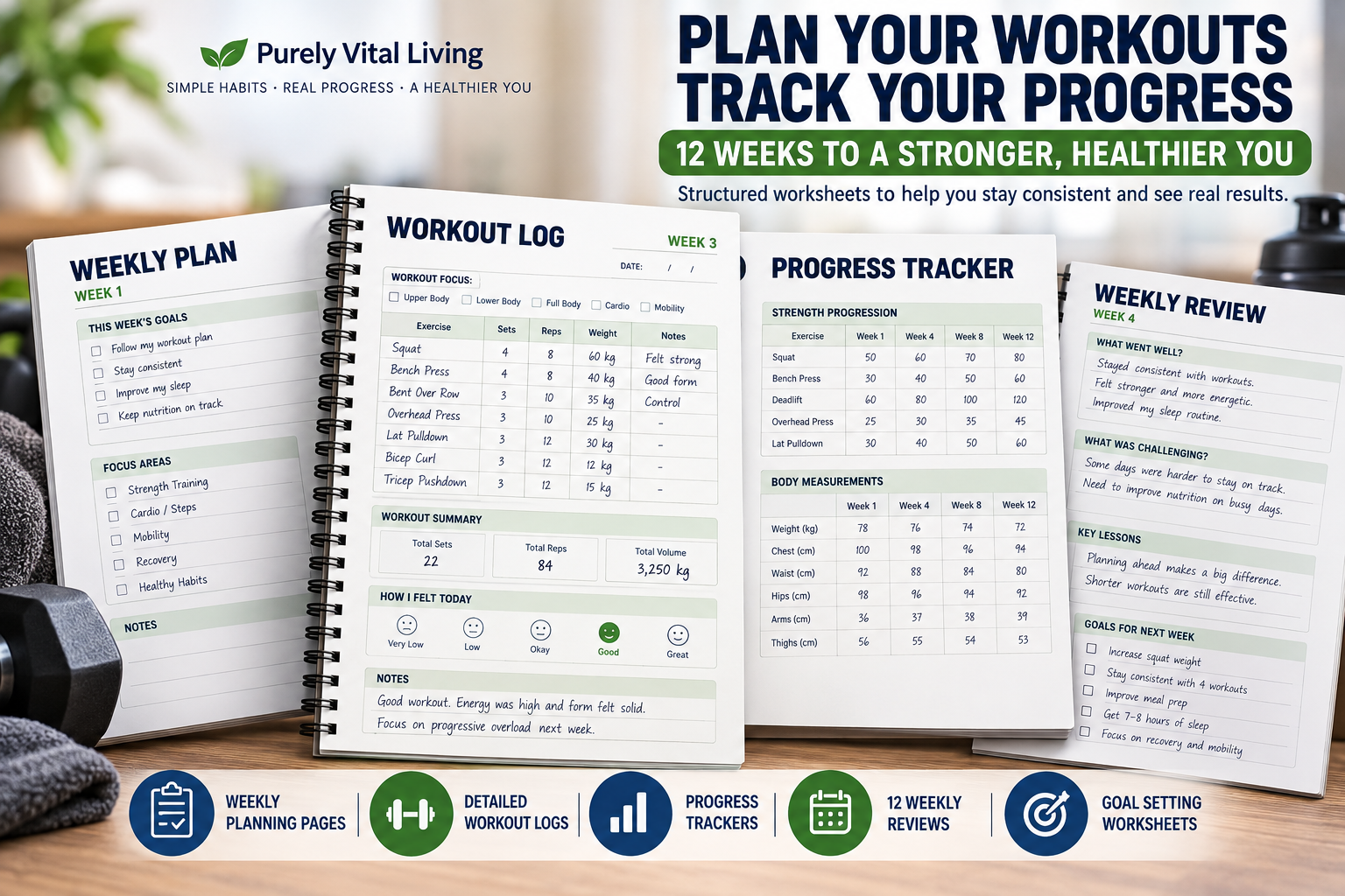12-Week Fitness Planner Mockup