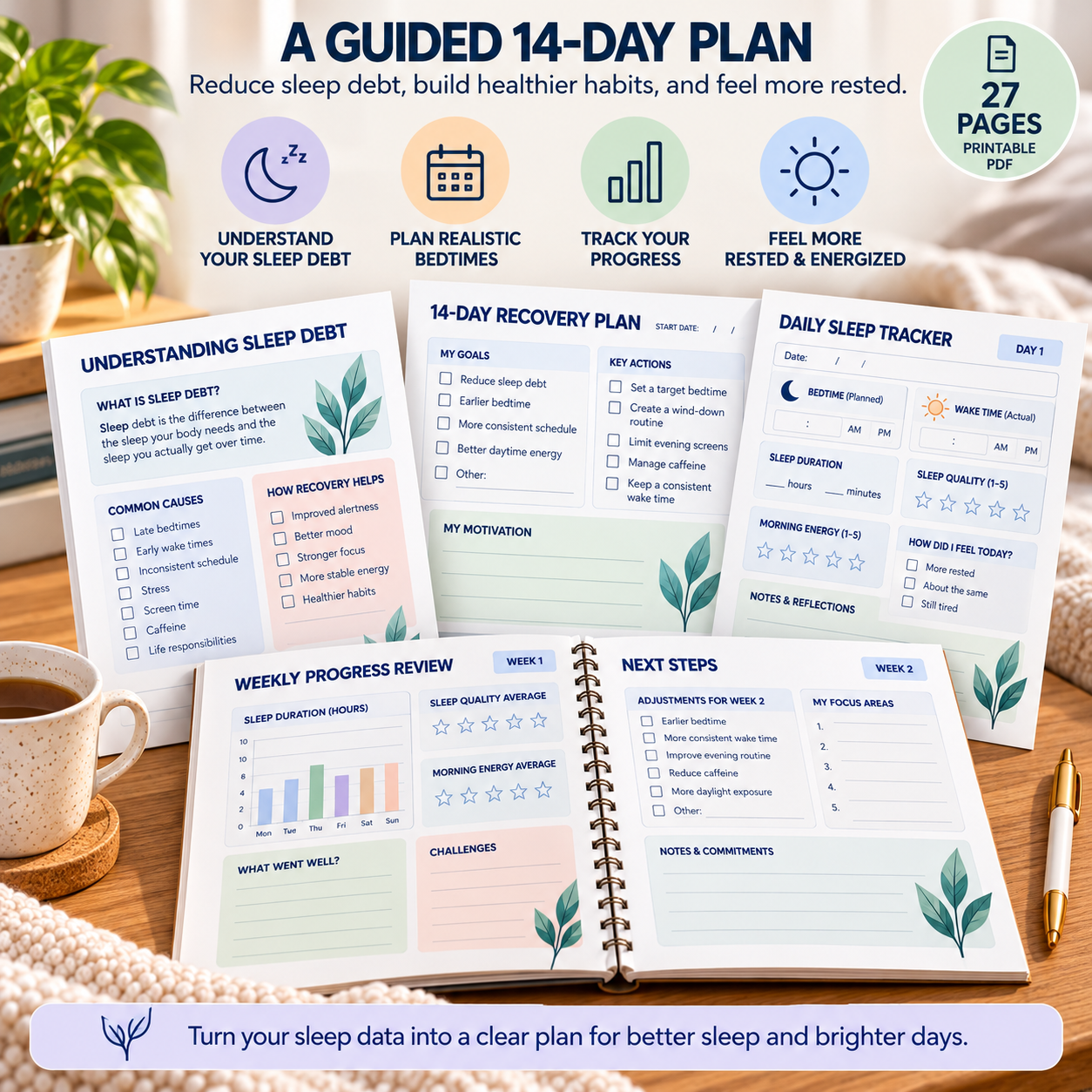14-Day Sleep Recovery Workbook Preview