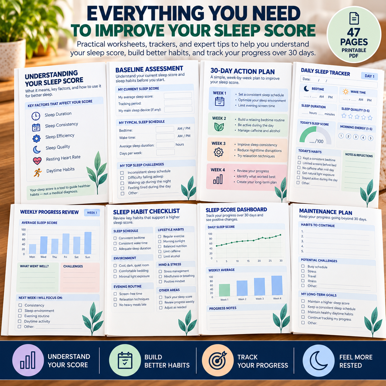 30-Day Sleep Score Workbook Showcase