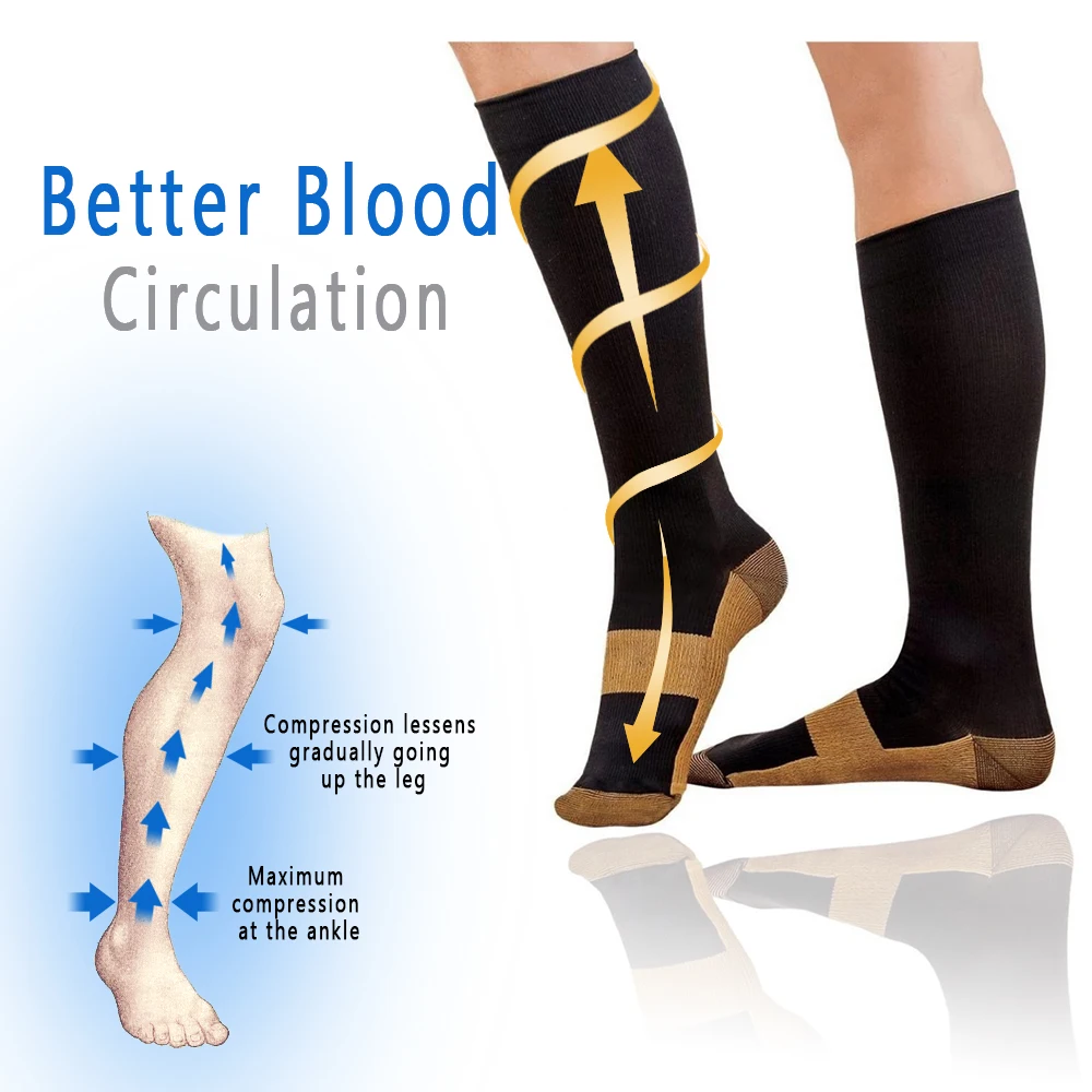 Copper Compression Socks – Knee-High, 1 Pair