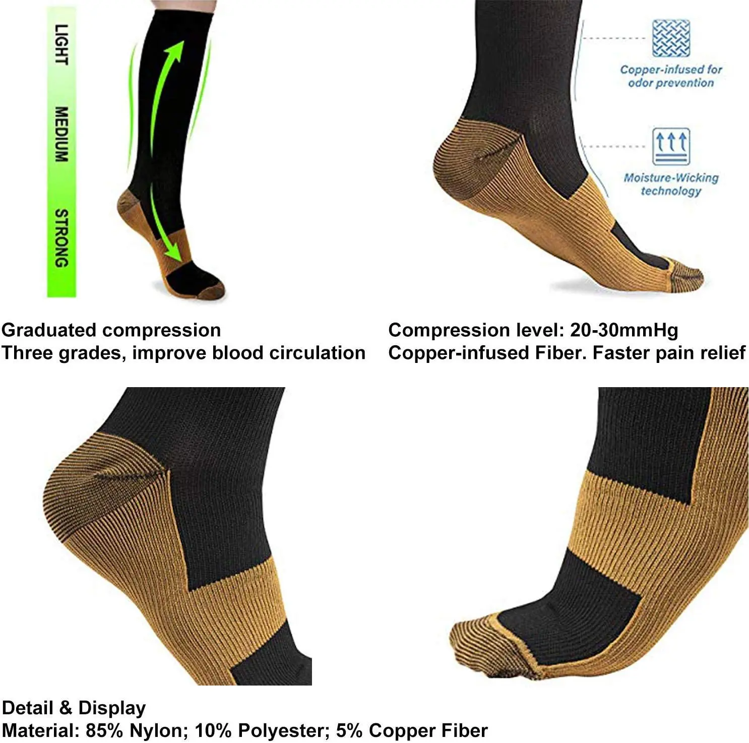 Copper Compression Socks – Knee-High, 1 Pair - Image 2