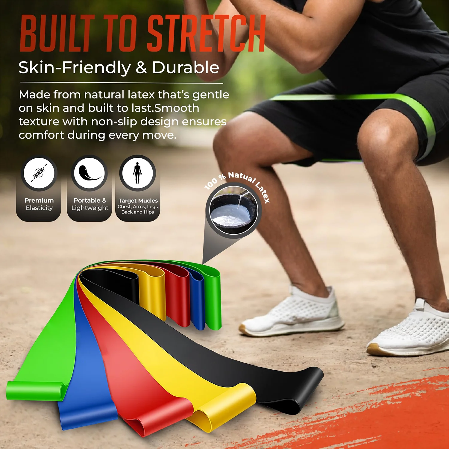 5-Piece Resistance Loop Bands Set with Storage Bag - Image 2